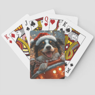 Border Collie Dog Roller Coaster Christmas Poker Cards
