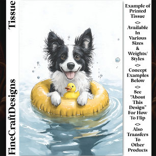 Border Collie Dog Rubber Ring & Duck CV6 Decoupage Tissue Paper