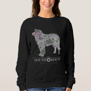Border Collie Dog Sage Blush Floral Pattern Sweatshirt
