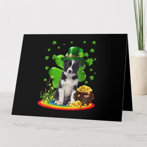 Border Collie Dog Shamrock St Patricks Day Dog Iri Card