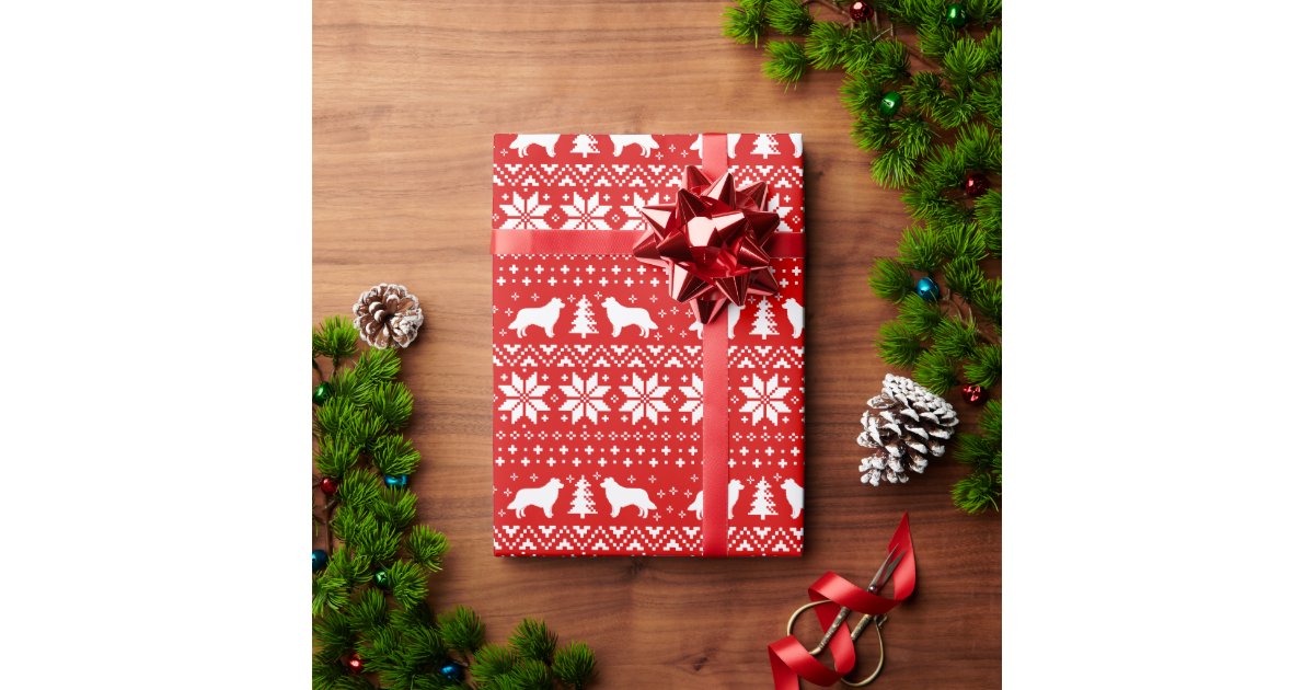 Doodle Christmas pattern red Wrapping Paper, Zazzle