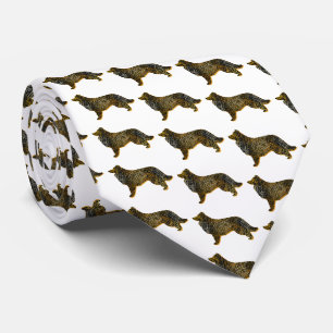 Border Collie Dog Silhouette Halloween White Neck Tie