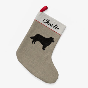 Border Collie Dog Silhouette Personalized Holiday Small Christmas Stocking