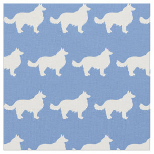 Border Collie Dog Silhouette Pet Light Blue Fabric