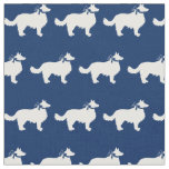 Border Collie Dog Silhouette Pet Navy Blue Fabric