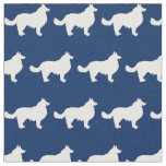Border Collie Dog Silhouette Pet Navy Blue Fabric