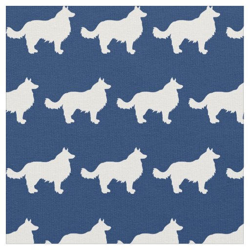 Border Collie Dog Silhouette Pet Navy Blue Fabric