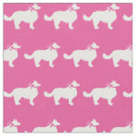 Border Collie Dog Silhouette Pet Pink Fabric