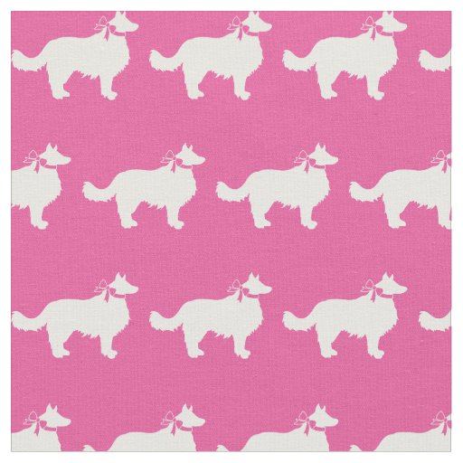 Border Collie Dog Silhouette Pet Pink Fabric