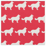 Border Collie Dog Silhouette Pet Red Fabric