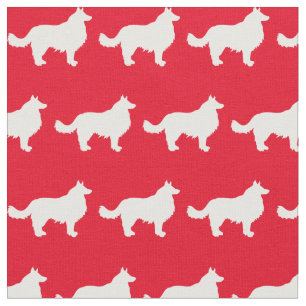 Border Collie Dog Silhouette Pet Red Fabric