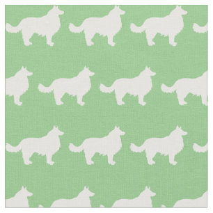 Border Collie Dog Silhouette Pet Sage Green Fabric