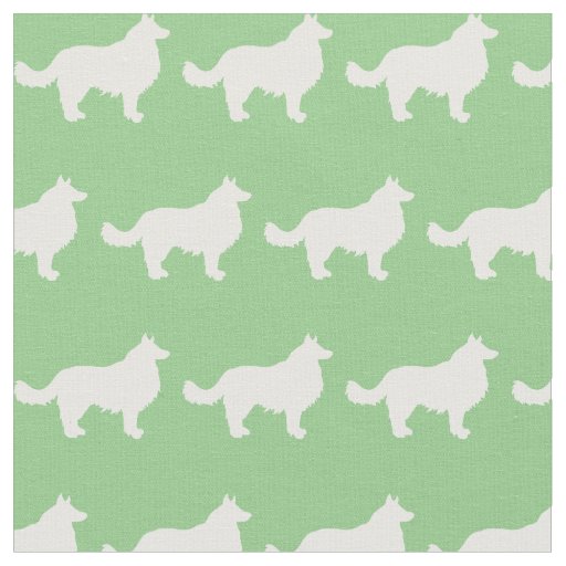 Border Collie Dog Silhouette Pet Sage Green Fabric