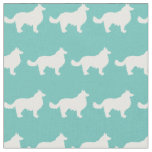 Border Collie Dog Silhouette Pet Teal Fabric
