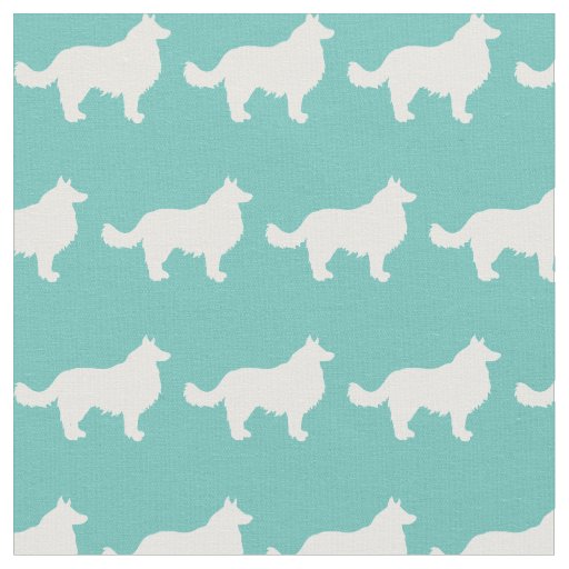 Border Collie Dog Silhouette Pet Teal Fabric