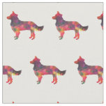 Border Collie Dog Silhouette Tiled Fabric