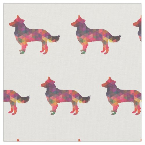 Border Collie Dog Silhouette Tiled Fabric