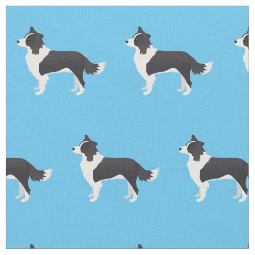 Border Collie Dog Silhouette Tiled Fabric