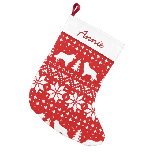 Border Collie Dog Silhouettes Pattern Cute Canine Small Christmas Stocking