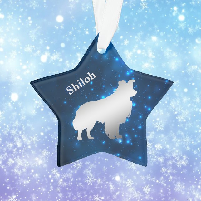 Border Collie Dog Star Personalized Ornament (Creator Uploaded)