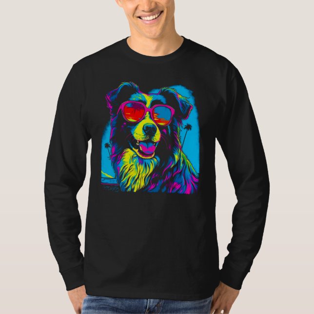 Border Collie Dog Sunglasses 1 T-Shirt (Front)