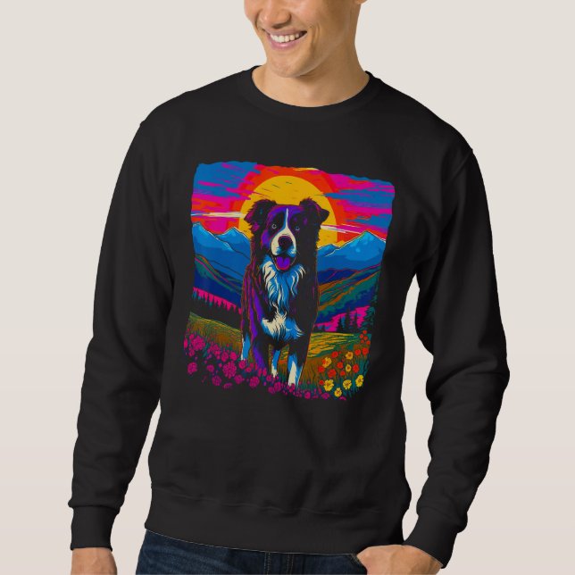 Border Collie Dog Sunset Sweatshirt (Front)