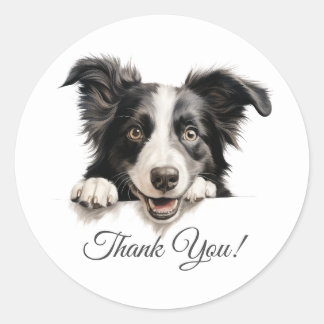 Border Collie Dog Thank You Classic Round Sticker