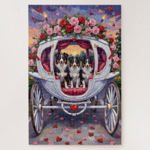 Border Collie Dog Valentine's Day Jigsaw Puzzle
