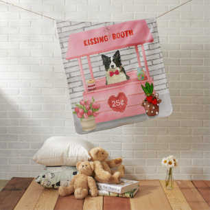 Border Collie Dog Valentine's Day Kissing Booth Baby Blanket