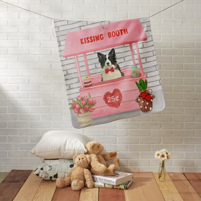 Border Collie Dog Valentine's Day Kissing Booth  Baby Blanket (In Situ)