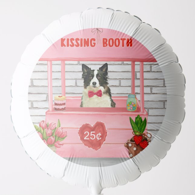 Border Collie Dog Valentine's Day Kissing Booth  Balloon (Front)