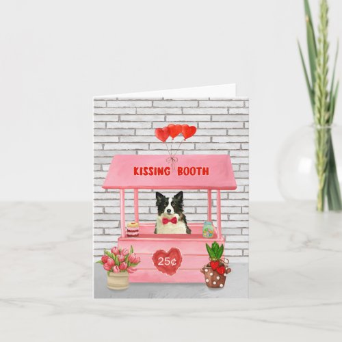 Border Collie Dog Valentines Day Kissing Booth Card