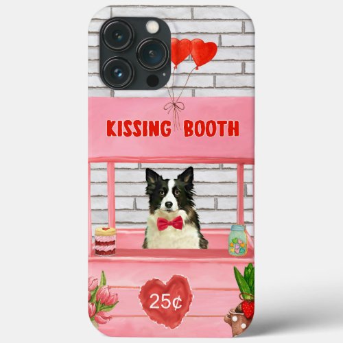 Border Collie Dog Valentines Day Kissing Booth iPhone 13 Pro Max Case