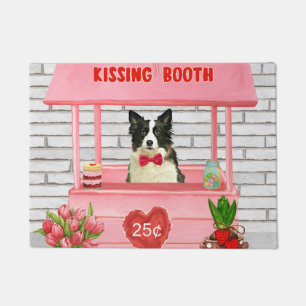 Border Collie Dog Valentine's Day Kissing Booth Doormat