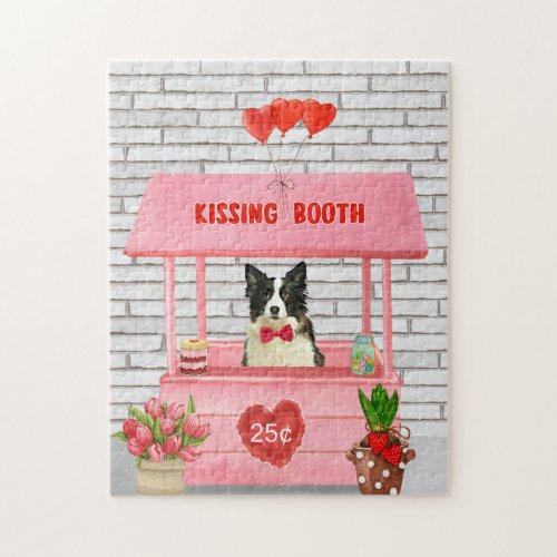 Border Collie Dog Valentines Day Kissing Booth Jigsaw Puzzle