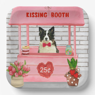 Border Collie Dog Valentine's Day Kissing Booth Paper Plates