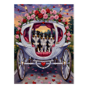 Border Collie Dog Valentine's Day Poster