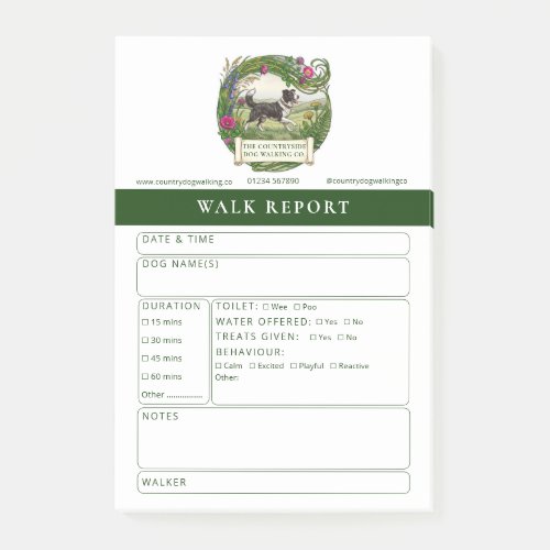 Border Collie Dog Walk Report Custom Notes