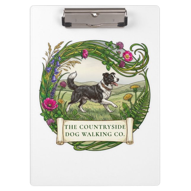 Border Collie Dog Walker Custom Clipboard (Front)