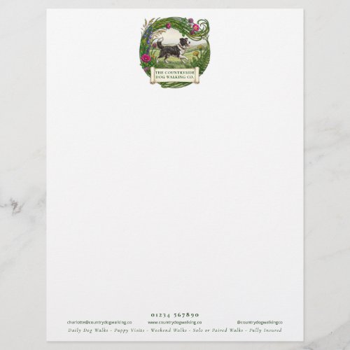 Border Collie Dog Walker Custom Letterhead