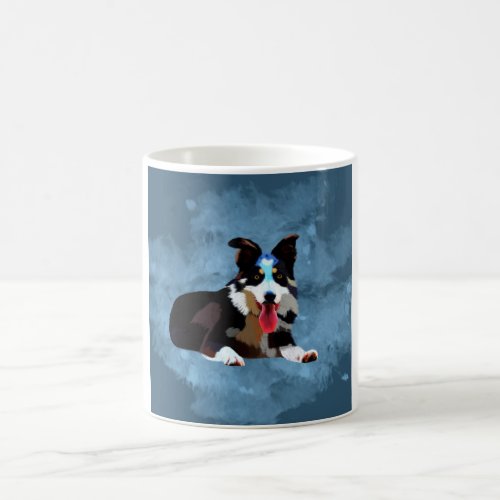 Border Collie Dog Watercolor Art Portrait Coffee Mug