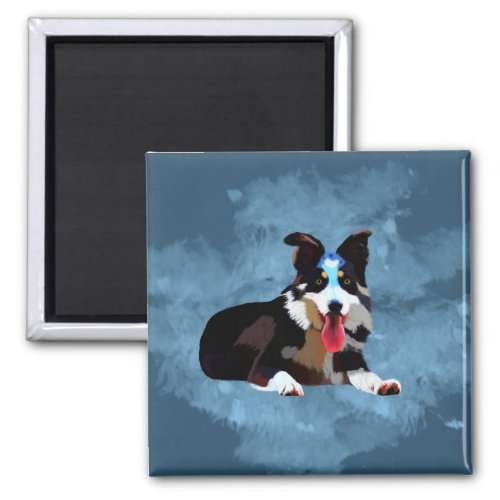 Border Collie Dog Watercolor Art Portrait Magnet