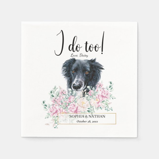 Border Collie Dog Wedding Cocktail Napkins (Front)