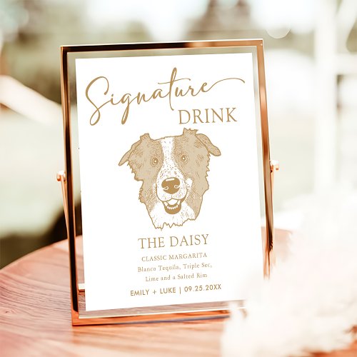 Border Collie Dog Wedding Signature Drink Sign