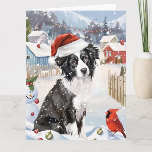 Border Collie Dog Winter Wonderland Christmas Joy Card