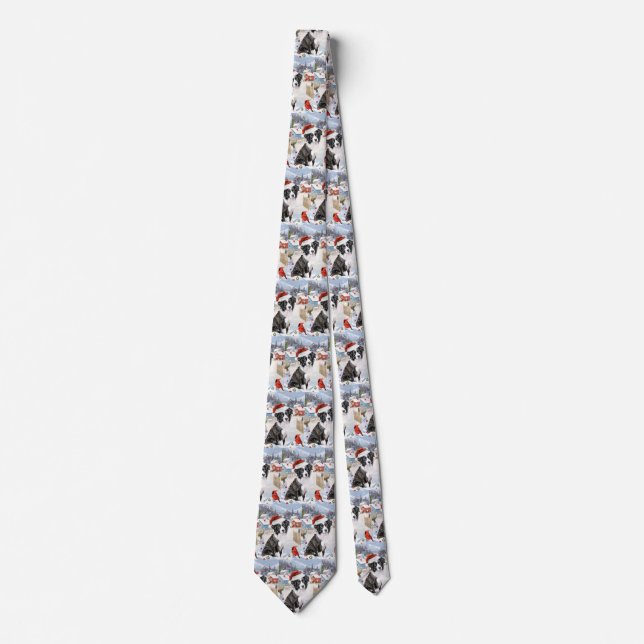 Border Collie Dog Winter Wonderland Christmas Joy Neck Tie (Front)