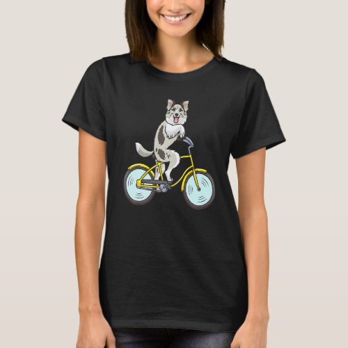 Border Collie Dog With A Bicycle Cyclist T_Shirt