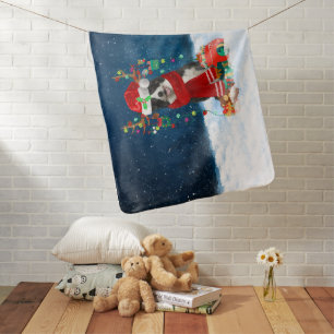 Border Collie dog with Christmas gifts Baby Blanket