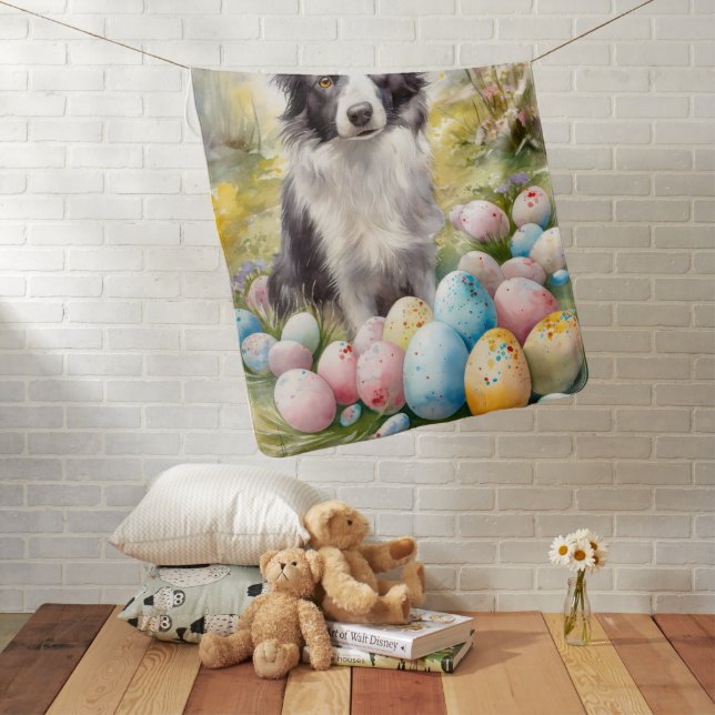 Border Collie Dog with Easter Eggs Holiday  Baby Blanket (In Situ)