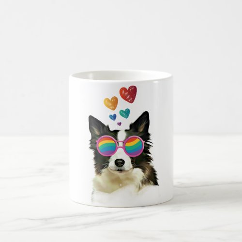 Border Collie  Dog with Hearts Valentines Day  Coffee Mug